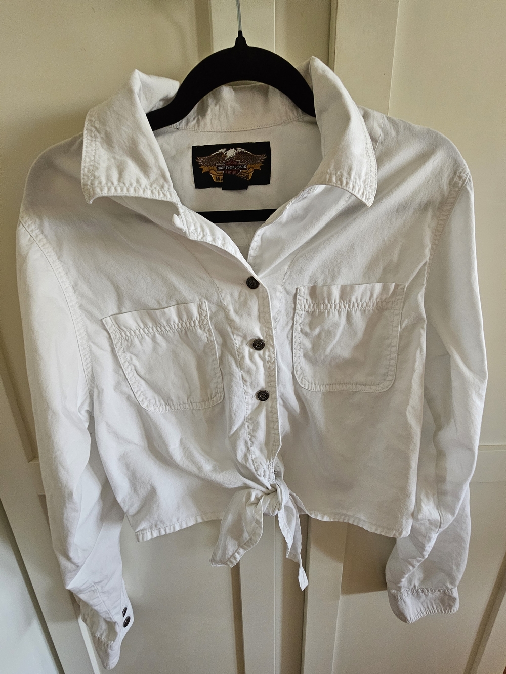Harley-Davidson Women's White Tie-Front Button Down Shirt